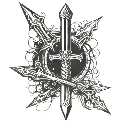 Cyber Sigilism Sword Or Dagger That Has A Grungy Aura