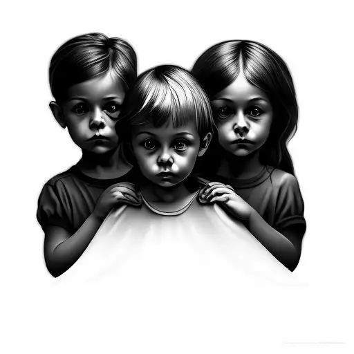 Three Children In A Dark Room