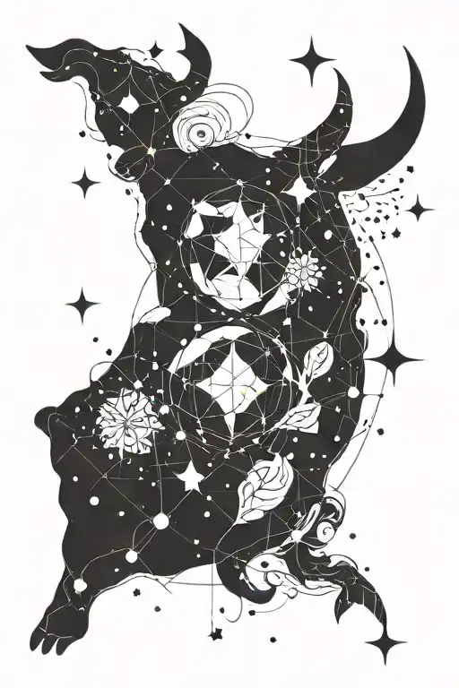 A Constellation Tattoo Merging The Symbols Of Taurus And Pisces In A Celestial Design
