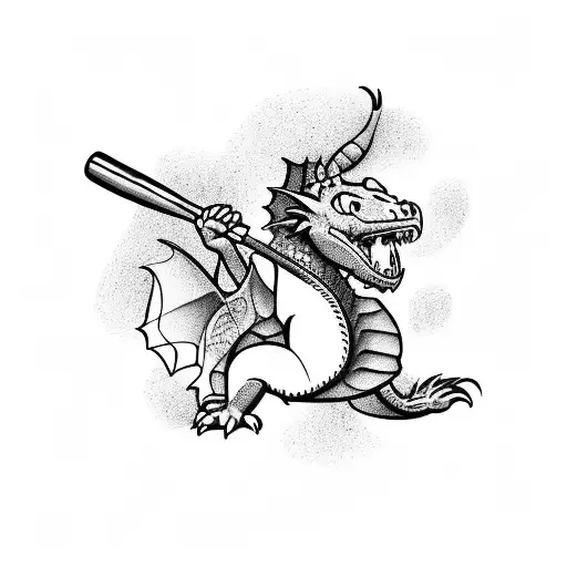 A Baseball Player Swinging A Bat With A Dragon Coiling Around It