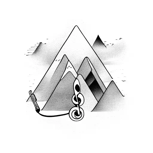 Musical Notes Intertwined With Mountain Peaks