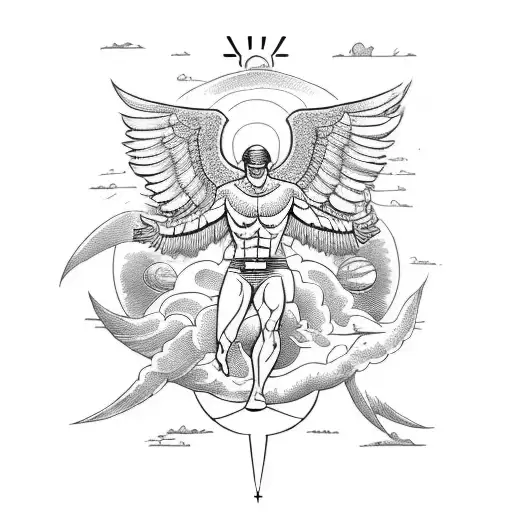 A Modern Interpretation Of Icarus Flying Towards The Sun With Binary Code Wings