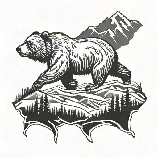 A Grizzly Bear Running With Tahoe In The Background