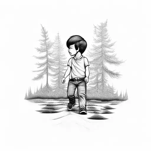 A Boy Walking Into A Forest