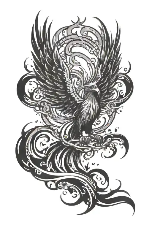A Tattoo Of A Phoenix Rising From The Ashes Symbolizing Letting Go Of The Past And Starting Anew