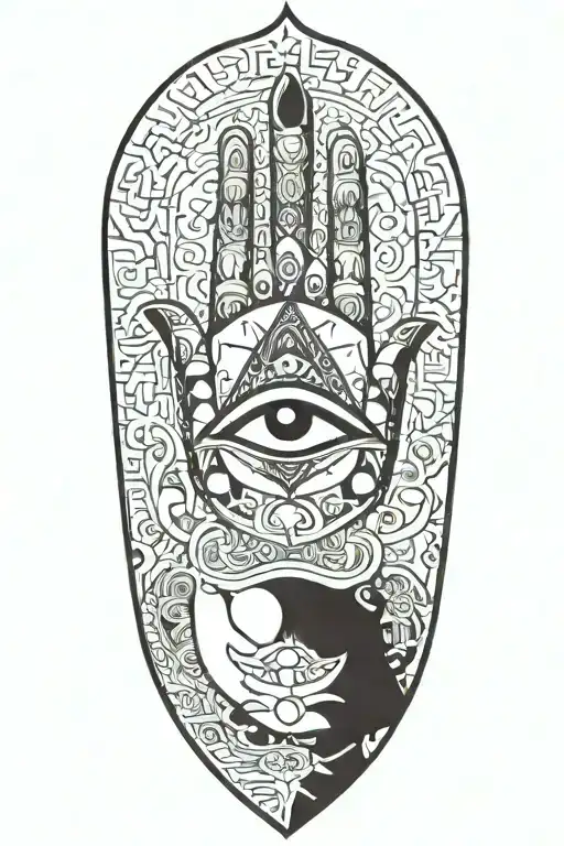 Chakras Kaaba Pyramid Cross Hand Of Hamsa Intertwined