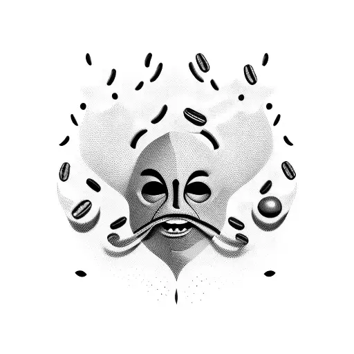 A Comedy Mask Made Out Of Coffee Beans