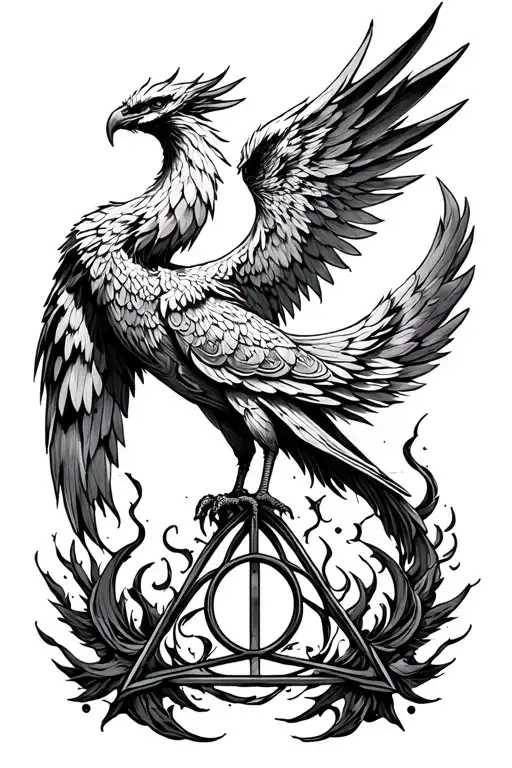 Phoenix With Deathly Hallows Underneath