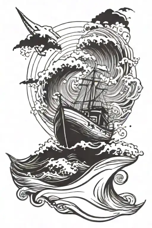 Boat Fishing With Waves Crashing