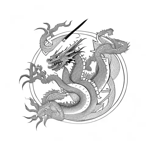 Samurai Battling A Dragon