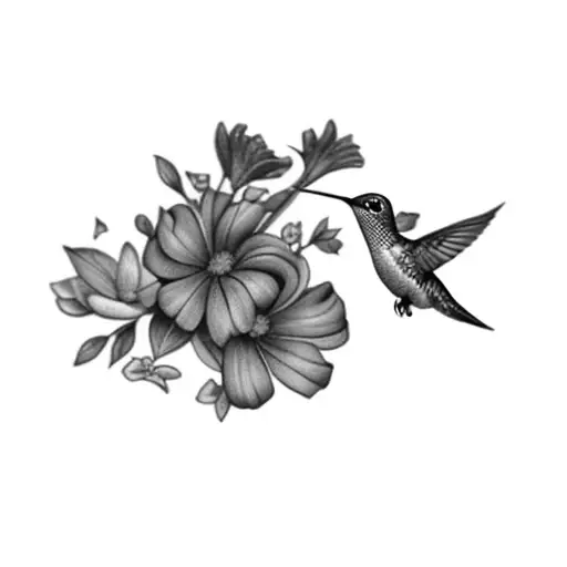 A Hummingbird And Flowers