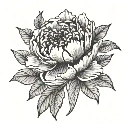 Black Peony Flower Large Black Leaves