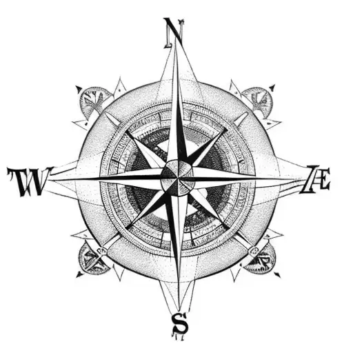 A Compass Rose With Intricate Details And Landmarks From All The Countries You've Visited