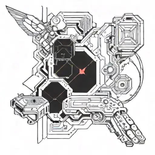 A Futuristic Cyberpunk Themed Tattoo Incorporating Elements Of Gaming And Computer Science