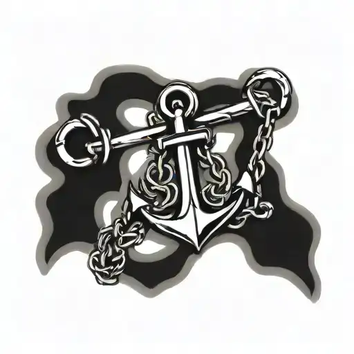 Anchor With Chain Intertwined