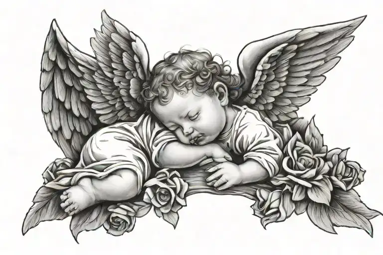 Baby Angel With Wings Sleeping