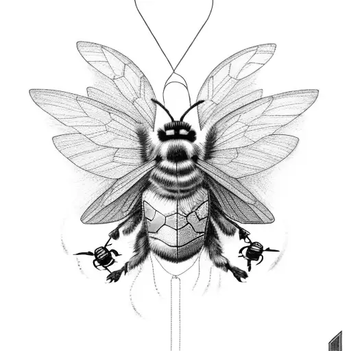 Bumblebee With Broken Wings Tied To Balloon Holding Lightbulb