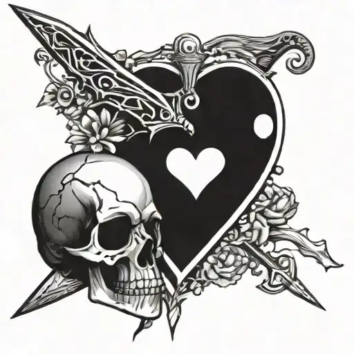Deep Meaning Text Heart Skull Dagger