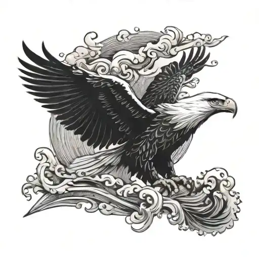 A Majestic Roman Eagle Soaring Through The Sky Above The Ocean Waves