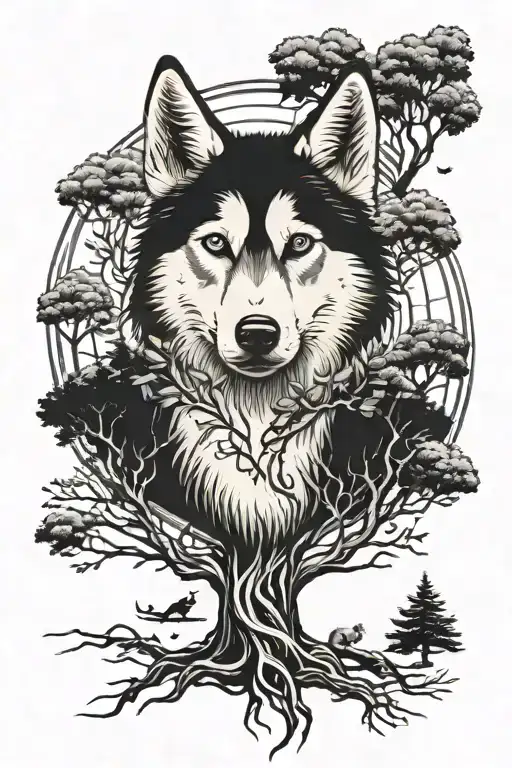 Husky Face Tree Of Life