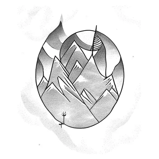 A Majestic Moonlit Mountain Peak With A Silhouette Of A Warrior Climbing It