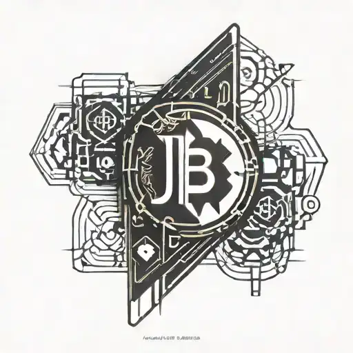 A Futuristic Cyberpunk-style Tattoo Of A Digital Currency Symbol Morphing Into A Joker Playing Card