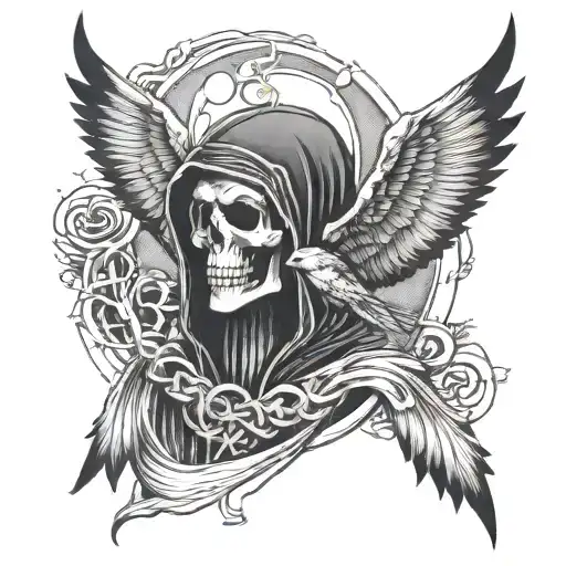 Grim Reaper Sacred Heart Raven