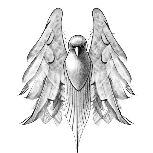 A Realistic Sketch Of A Bird In Flight With Feathers Forming The Shape Of Portugal