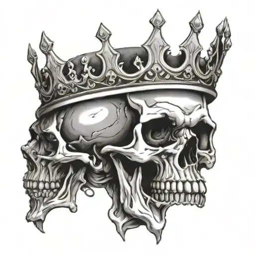 A Human Skull With A Crown