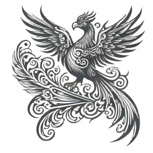 An Abstract Design Of A Phoenix Made Of Surfboards