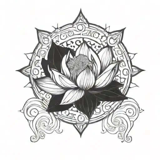 Lotus Flower Blooming Into A Universe Of Knowledge Ambigrams