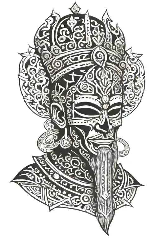 Demond God With Crown No Face With Inca Elements Incorporated