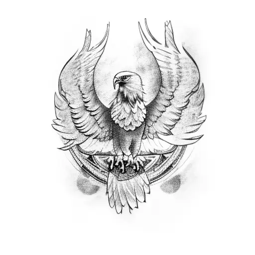 A Verse From The Bible With A Majestic Eagle In Blackwork Style
