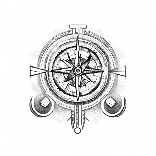 Theater Mask With Necklace With A Compass At The End