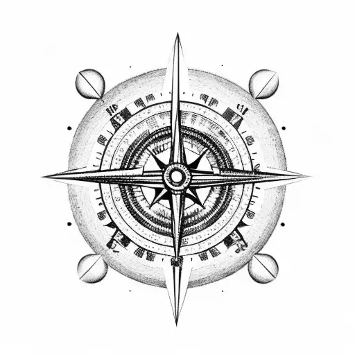 Theater Mask With A Compass Necklace Around Its Neck