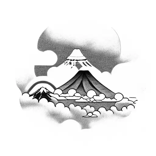 Japanese Cloud With Mt Fuji
