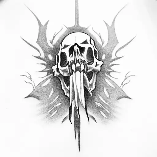 Wendigo Skull Breathing Smoke With Red Eyes Staring At The Viewer