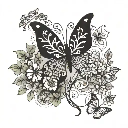 Forest Trees Fourleaf Clover Butterfly Flowers Intertwined