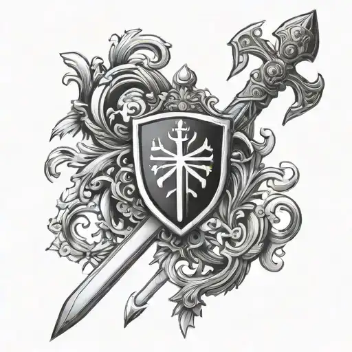 Ukrainian Coat Of Arms Trident And Sword
