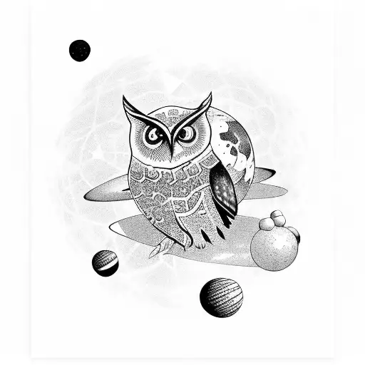 A Cosmic Owl Playing Soccer In Outer Space