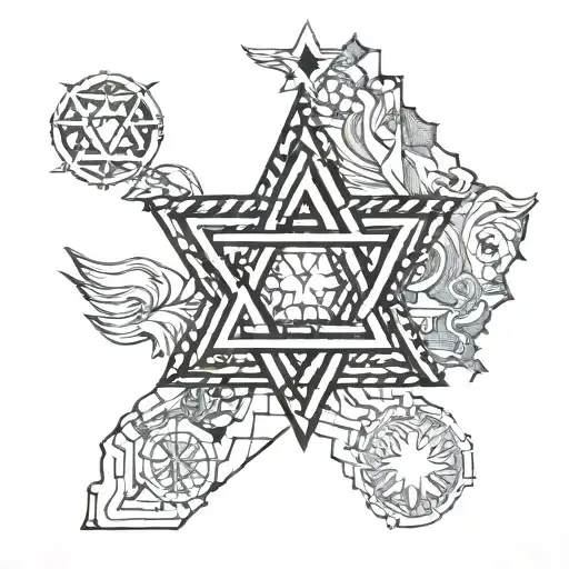 Star Of David And Map Of Israel Country Shape