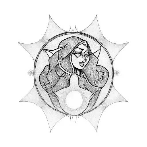 Mystical Witch Holding A Crystal Ball