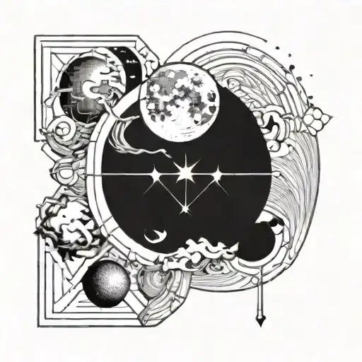A Geometric Design Incorporating Elements Of Metalcore Music And The Moon
