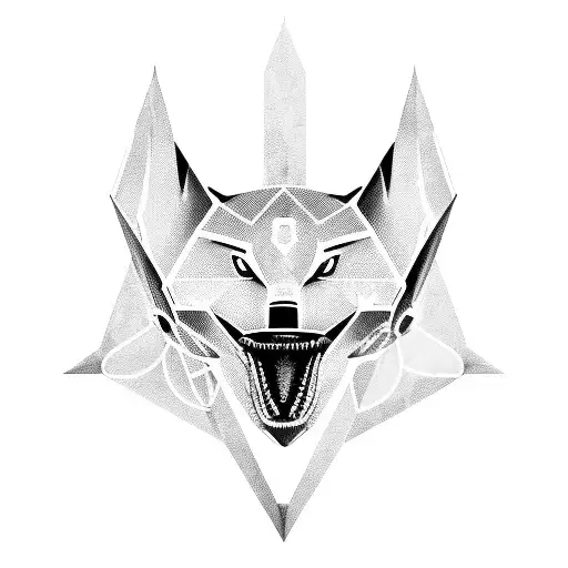 A Futuristic Circuit Board Design Incorporating A Shark And A Wolf