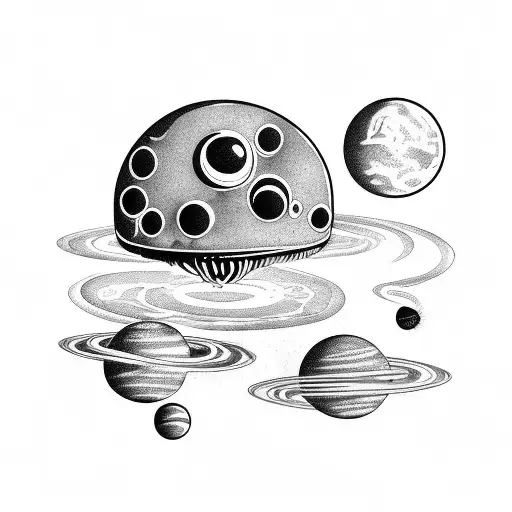 Alien Floating Among Planets