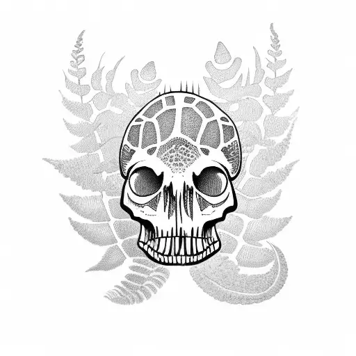 Fern With Dinosaur Skull