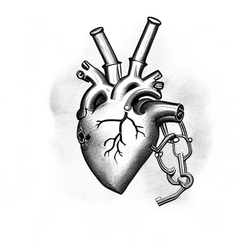 Anatomical Heart With Dagger And Chains