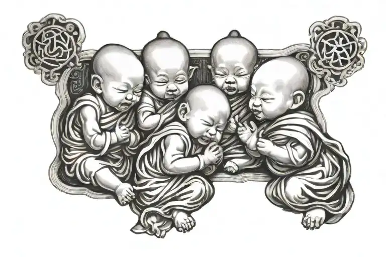 Three Baby Monks Blushing