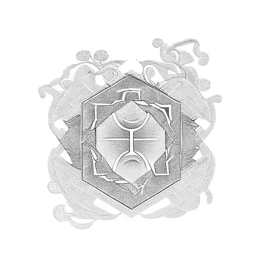 An Intricate Adinkra Symbol Representing Strength And Courage Surrounded By Nature Elements