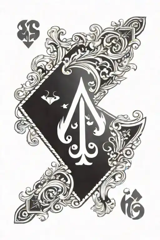 Music Notes And Spades Playing Card Depicting